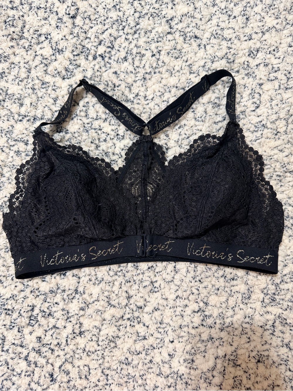 Victoria's Secret Black Lace Logo Bralette